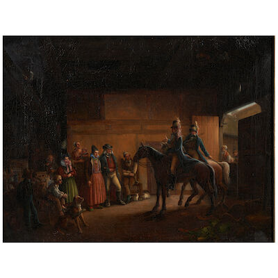 Adolf Blankenburg (German, 1830-1870) Wedding Scene, 1838 (framed 64.0 x 79.5 x 5.0 cm (25 3/16 x 31 5/16 x 1 15/16 in).)