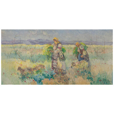EPAMINONDAS THOMOPOULOS (1878-1976) Retour des champs