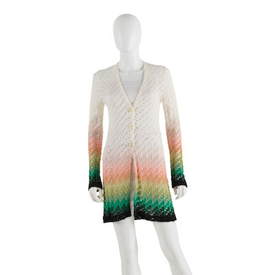 MISSONI: MULTICOLOR OMBRE OPEN KNIT CARDIGAN