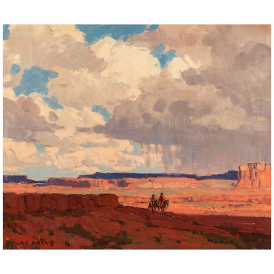 EDGAR PAYNE (1883-1947) Riders on the Mesa (Indian Riders) 25 1/4 x 30 in.