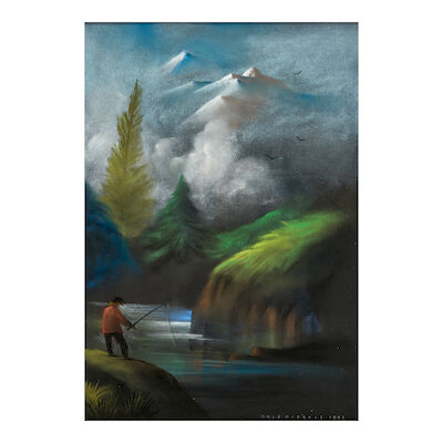 Dale Nichols (1904-1995) Fishing in a Mountain Stream 16 x 12 in. (40.6 x 30.5 cm.) (Executed in 1985.)