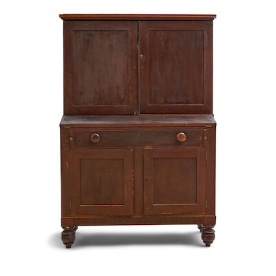 Mahogany and White Pine Upright Secretary Desk probably New England, mid-19th century