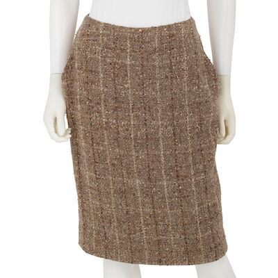 CHANEL: BROWN TWEED LUREX BLEND SKIRT Fall 1999