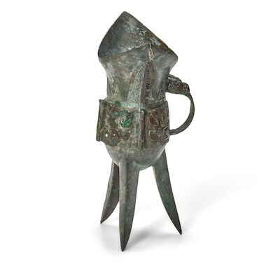 An Archaic Style Cast Bronze Vessel, Jue China, Shang dynasty style, 20th century