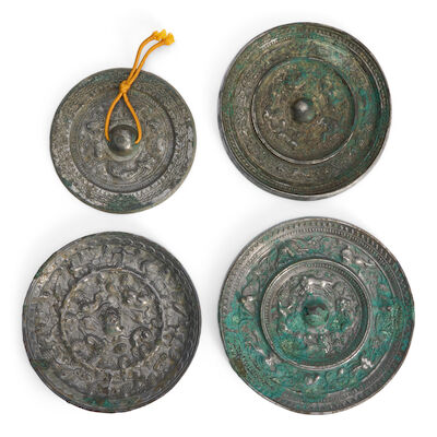 Four Bronze Mirrors China, Han and Tang dynasty style, 20th century, (4)