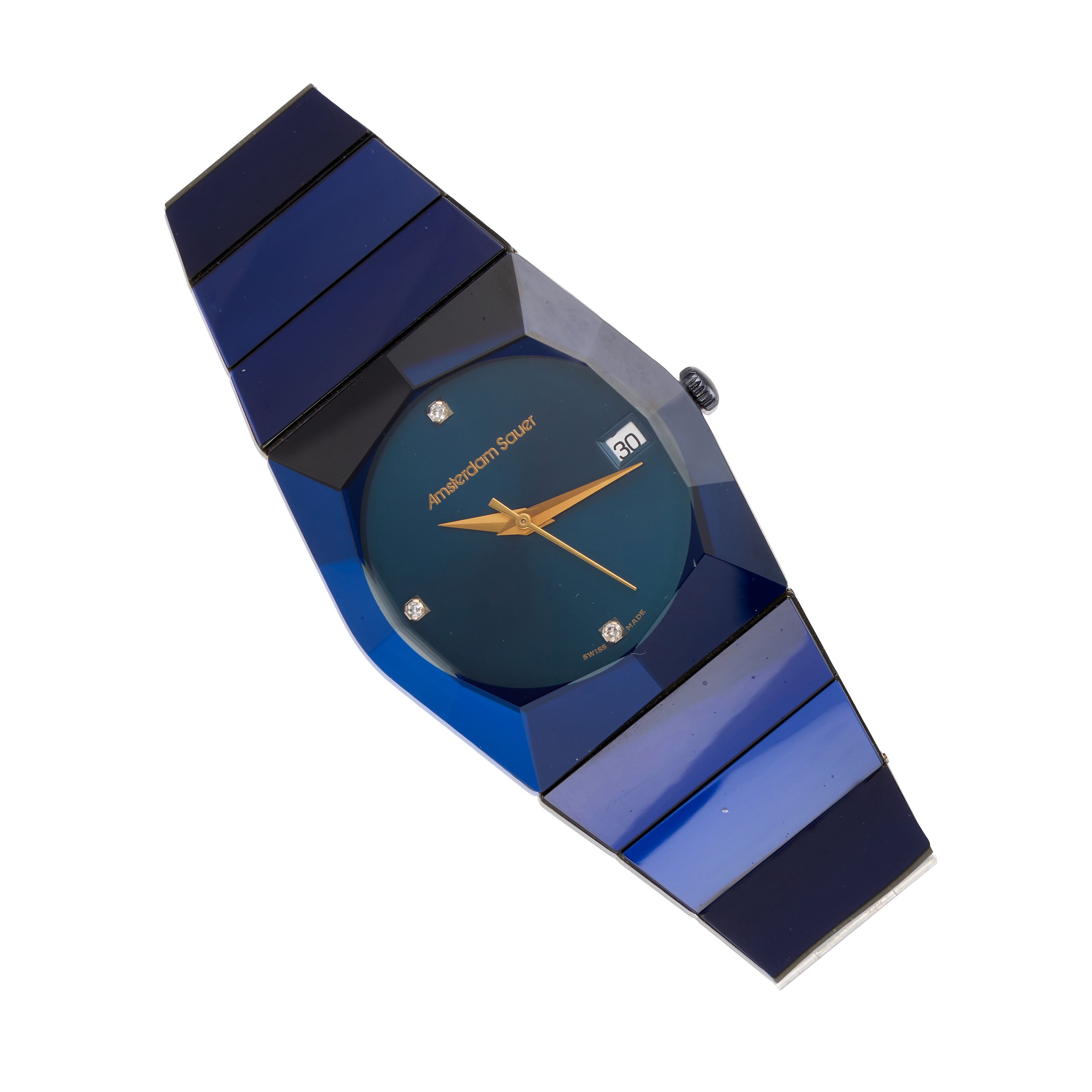 AMSTERDAM SAUER: STAINLESS STEEL, DIAMOND AND SYNTHETIC SAPPHIRE WATCH