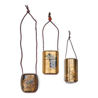 Three Lacquer Inro Japan, late Edo period (1615-1868) or Meiji era (1868-1912), 19th century