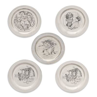 Seven Franklin Mint Limited Edition Annual Christmas Plates by Norman Rockwell