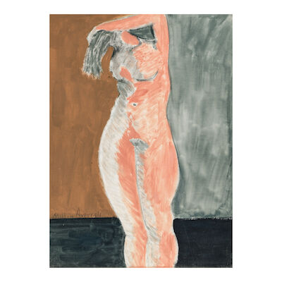 MILTON AVERY (1885-1965) Nude with Upraised Arms 24 x 18 in. (61 x 45.7 cm.) (Painted in 1961.)