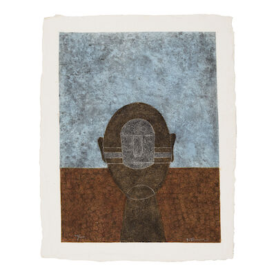 Rufino Tamayo (1899-1991); Cabeza sobre fondo azul (Head on Blue Background)