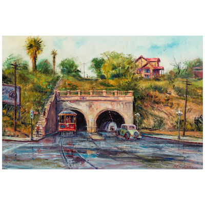 BEN ABRIL (1923-1995) North Broadway Tunnels 24 x 36 in.