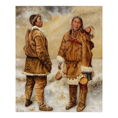 French School (19th Century) Yupik Family 36 1/4 x 30 in.