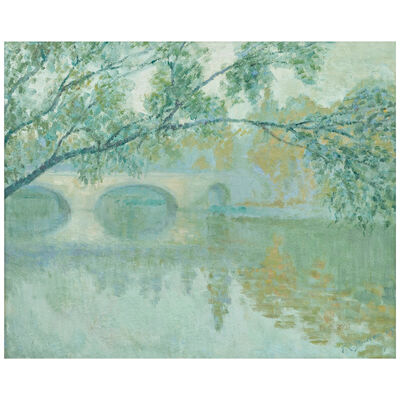 THEODORE EARL BUTLER (1861-1936) The Bridge near Giverny 23 3/4 x 28 3/4 in. (60.3 x 73 cm.) (Painted in 1909.)