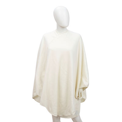 LORO PIANA: WHITE CASHMERE SUEDE TRIM CAPE