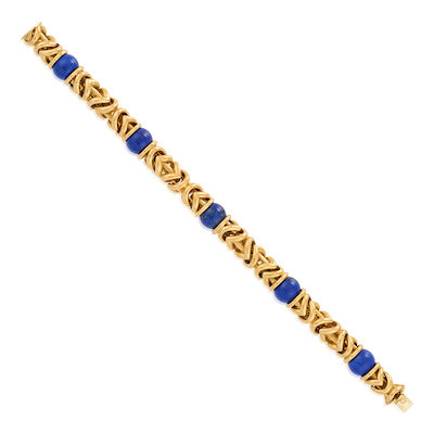 AN 18K GOLD AND LAPIS LAZULI BRACELET, ITALY