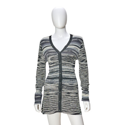 MISSONI: BLACK AND WHITE PATTERNED LONG CARDIGAN