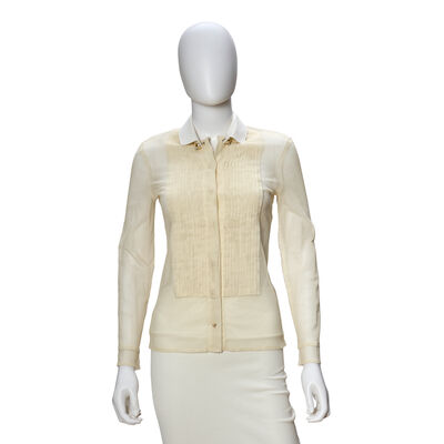 LANVIN: WHITE MESH TUXEDO BLOUSE Winter 2004