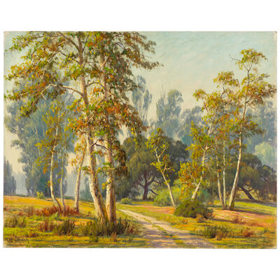 PAUL GRIMM (1891-1974) Among the Sycamores and Sheltered Pond (group of two) each 16 x 20 in. (Sycamores painted in 1957.)