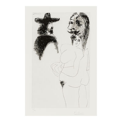 Pablo Picasso (1881-1973); Beau gentilhomme espagnol et femme à barbe (Handsome Spanish Man and Bearded Woman), from Séries 347