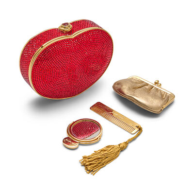 JUDITH LEIBER: RED HEART CRYSTAL MINAUDIERE