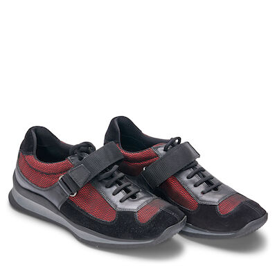PRADA: RED AND BLACK SPORT SNEAKERS