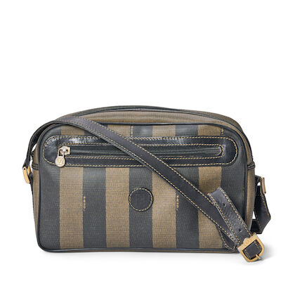 Fendi: Brown Pequin Camera Bag