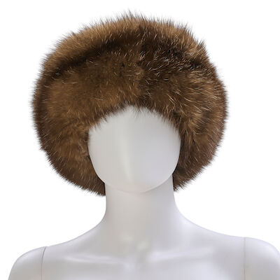 UNSIGNED: BLACK VELVET CROWN HAT WITH FUR TRIM