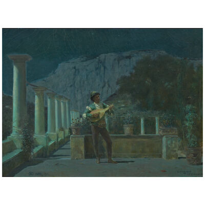CHARLES CARYL COLEMAN (1840-1928) Serenade on a Capri Terrace 20 1/8 x 27 in. (51.1 x 68.6 cm.) (Painted in 1911.)