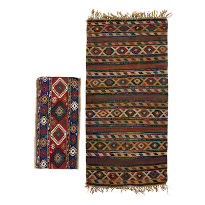 Caucasian Kilim and Soumak Panel Caucasus 3 ft. x 7 ft. 4 in. and 3 ft. 6 in. x 1 ft. 7 in.
