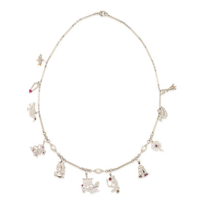 A PLATINUM CHARM NECKLACE
