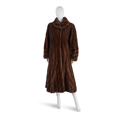 REVILLON: BROWN DEMIBUFF MINK OVER COAT
