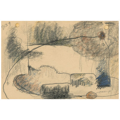 ARTHUR DOVE (1880-1946) Crayon and Ink 4 x 6 in. (10.2 x 15.2 cm.) (Executed in 1945.)