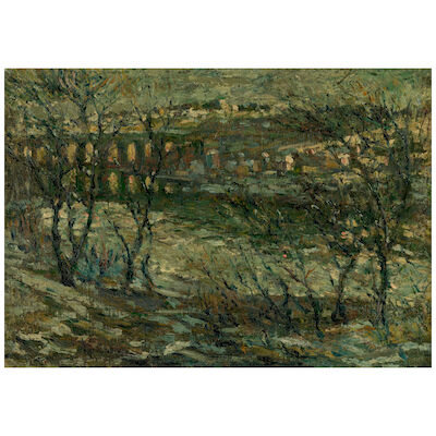 ERNEST LAWSON (1873-1939) High Bridge on the Harlem River 14 1/8 x 20 1/4 in. (35.9 x 51.4 cm.)