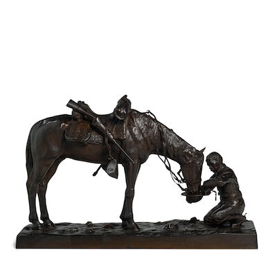 CHARLES SCHREYVOGEL (1861-1912) The Last Drop 12 in. (30.5 cm.) high (Modeled in 1903; Cast circa 1903.)