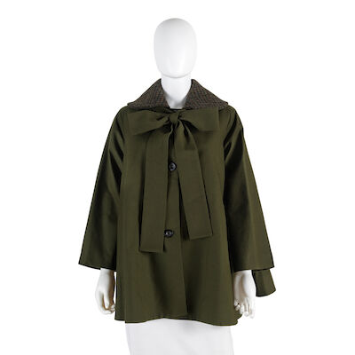 LOEWE: GREEN WOOL SWING COAT