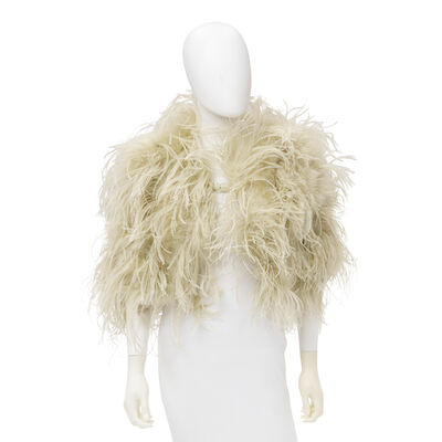 RALPH LAUREN COLLECTION: GREEN OSTRICH AND MARABOU FEATHER CAPELET