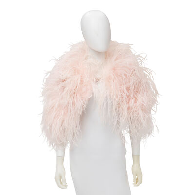 RALPH LAUREN COLLECTION: PINK OSTRICH AND MARABOU FEATHER CAPELET