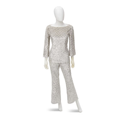 MICHAEL KORS COLLECTION: SEQUIN AND MESH PANTSUIT ENSEMBLE