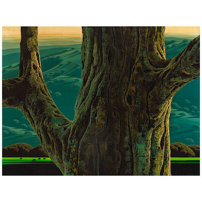 EYVIND EARLE (1916-2000) The Great Oak 29 1/2 x 39 1/2 in. (Painted in 1970.)