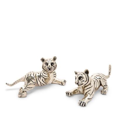 Ricardo Del Rio (Mexico, B. 1961) Two Silver-plated Tiger Cub Figures for D'Argenta
