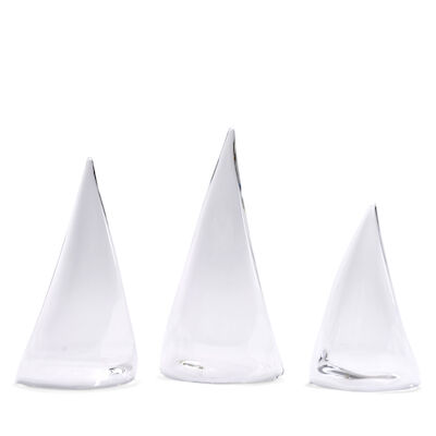 Three Clear Art Glass Sail-form Sculptures, Late 20th century