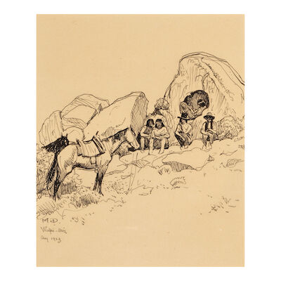 MAYNARD DIXON (1875-1946) Men of Walpi sheet 11 7/8 x 8 1/8 in. (Executed in 1923.)
