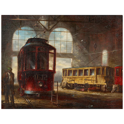 Melvin Orville Miller, Jr. (American, 1937-2007) Trolley Barn, 1963
