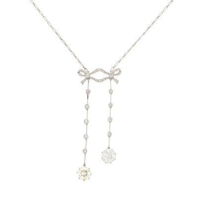 A BELLE ÉPOQUE PLATINUM AND DIAMOND NÉGLIGÉE NECKLACE
