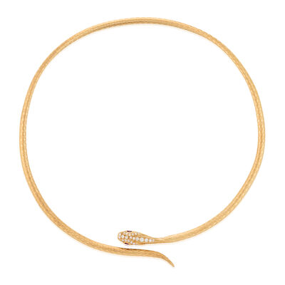 AN 18K GOLD AND DIAMOND SNAKE NECKLACE