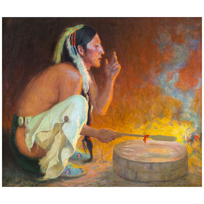 EANGER IRVING COUSE (1866-1936) The Chant 30 x 36 in. (Painted in 1917.)