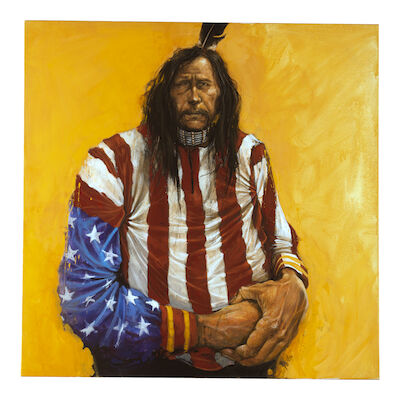 PAUL PLETKA (BORN 1946) Portrait of the Artist as an Indian 48 x 48 in.