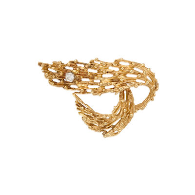 13K GOLD AND DIAMOND BROOCH