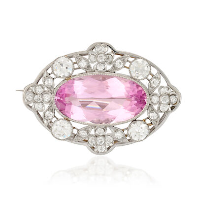 A BELLE ÉPOQUE MORGANITE AND DIAMOND BROOCH, CIRCA 1910