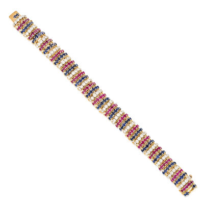 VOURAKIS: AN 18K GOLD, SAPPHIRE, RUBY, AND DIAMOND BRACELET, GREECE